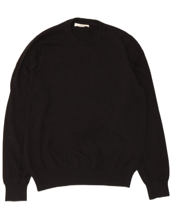 Maglione maglione girocollo da uomo Marks & Spencer in cotone nero medio