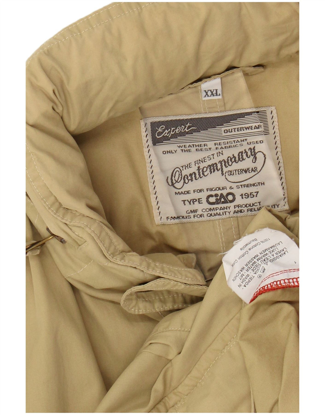 Giacca pratica da uomo con cappuccio CIAO UK 44 2XL Cotone beige