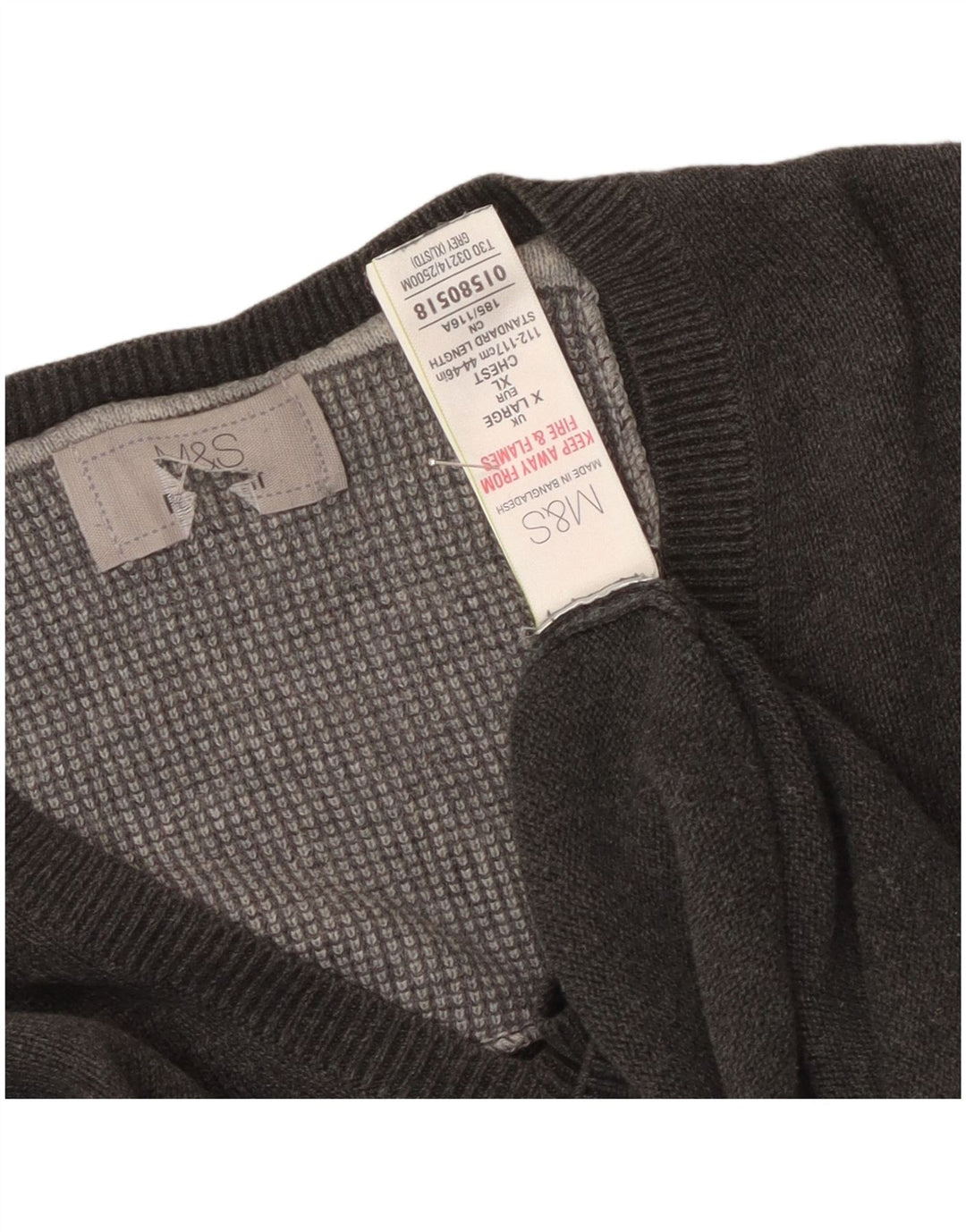Maglione da uomo con scollo a V Marks & Spencer XL in cotone grigio