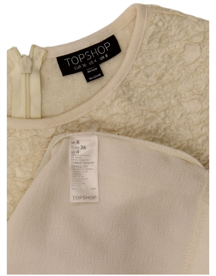 Abito tubino senza maniche da donna Topshop UK 8 piccolo poliestere bianco sporco
