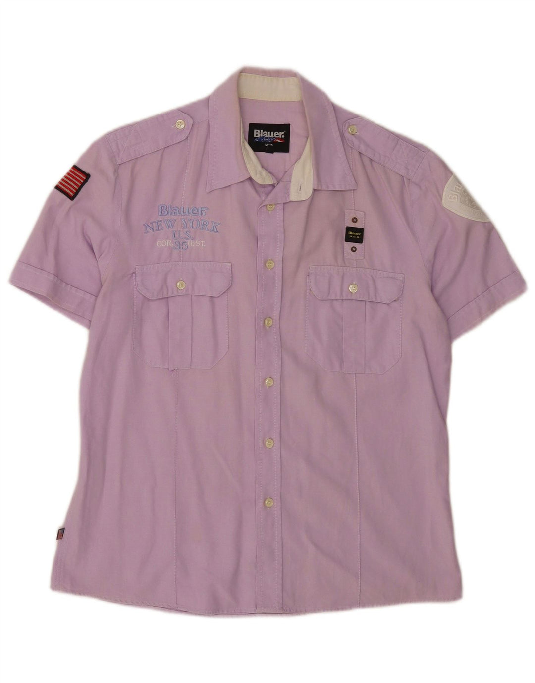 Camicia a maniche corte grafica da uomo Blauer XL in cotone viola