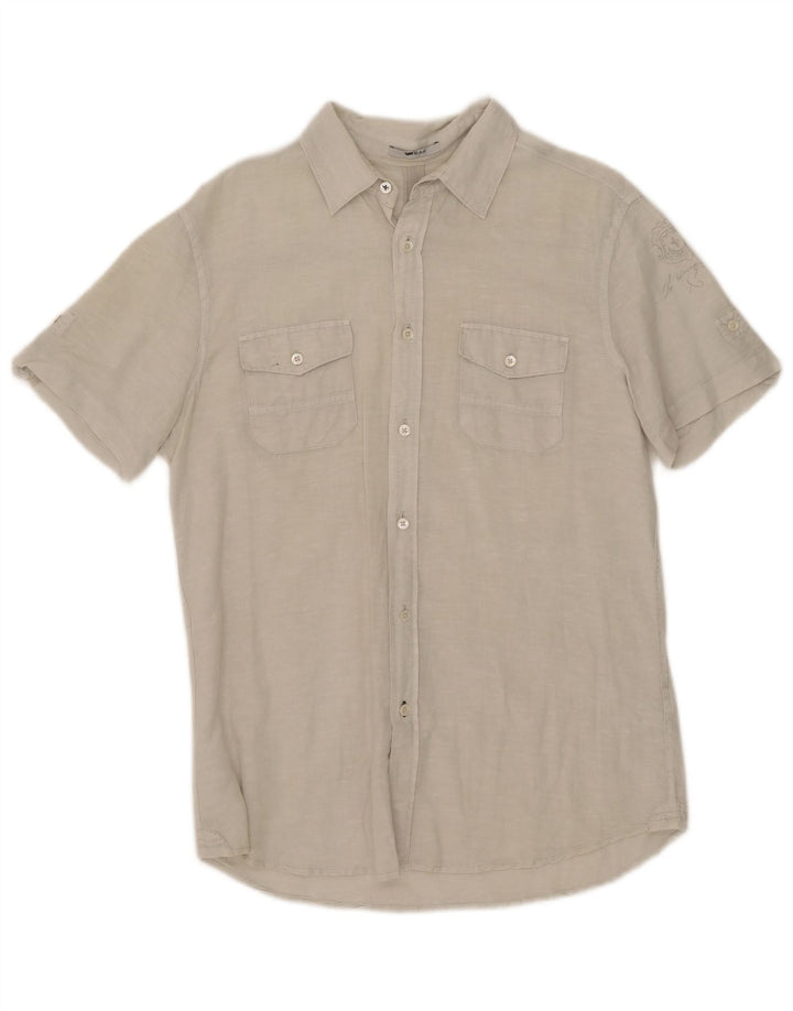 Camicia a maniche corte da uomo Gas Lino beige medio