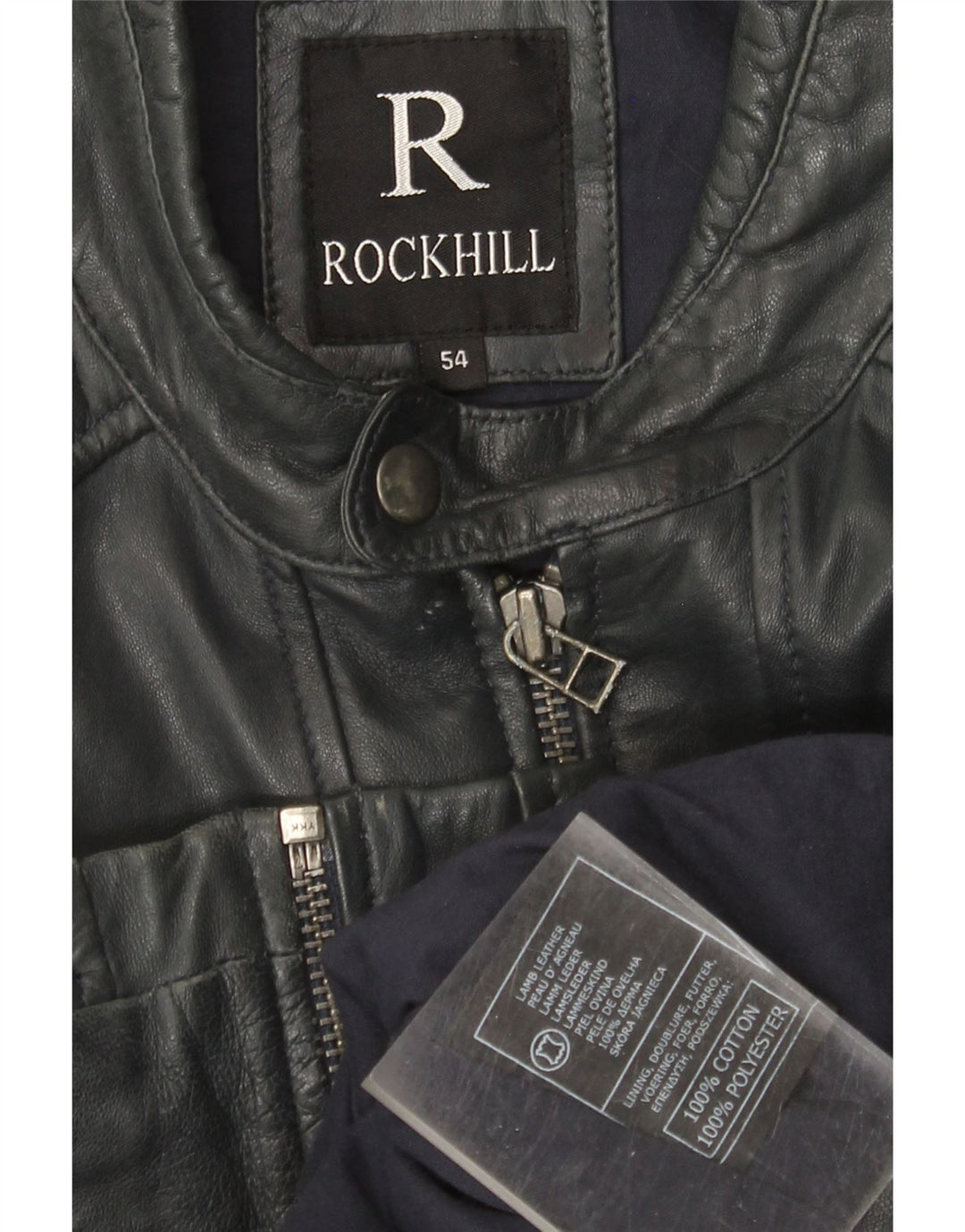 Giacca da motociclista in pelle da donna Rockhill EU 54 5XL Pelle di agnello blu navy