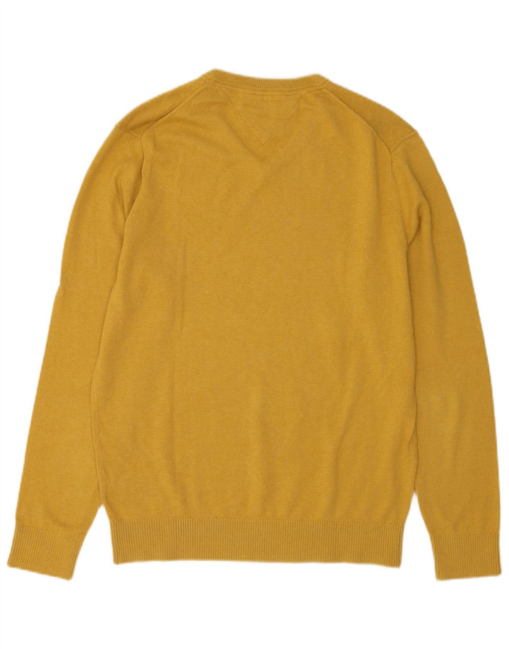 Maglione maglione con scollo a V da uomo Tommy Hilfiger in cotone giallo medio