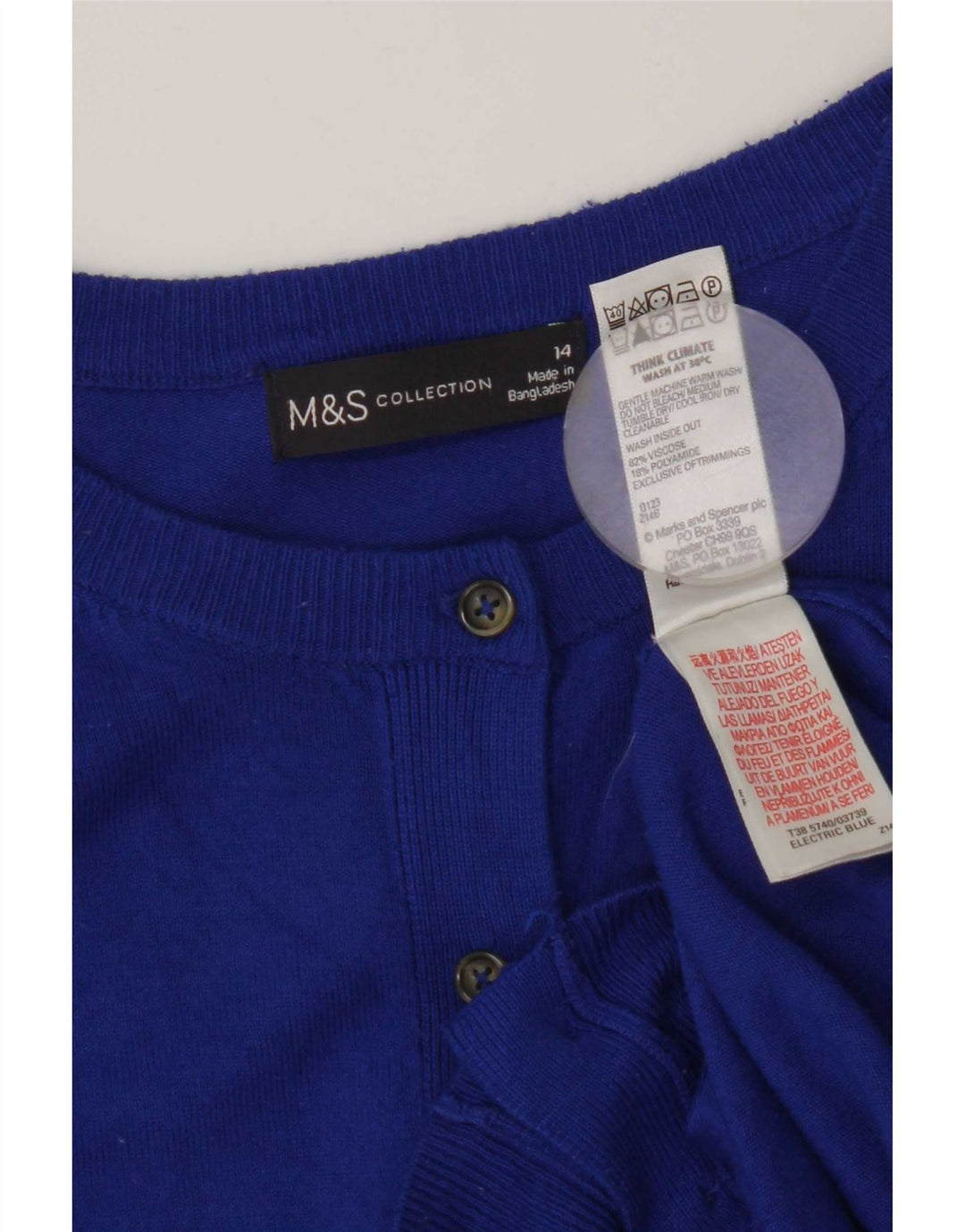 Maglione cardigan da donna Marks & Spencer UK 14 Viscosa blu medio