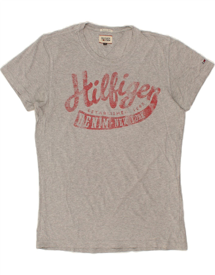 TOMMY HILFIGER Mens Graphic T-Shirt Top Medium Grey Cotton Vintage Tommy Hilfiger and Second-Hand Tommy Hilfiger from Messina Hembry 