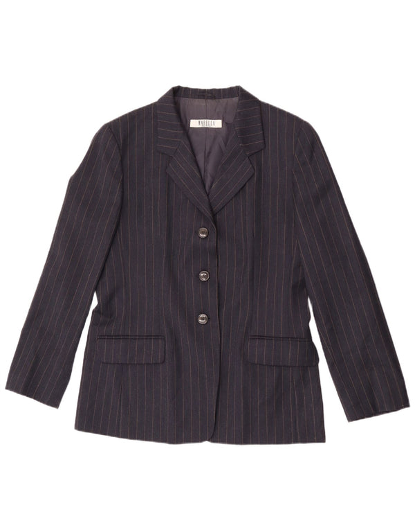 Abito da donna 2 pezzi Marella UK 16 grande W32 L31 blu navy gessato