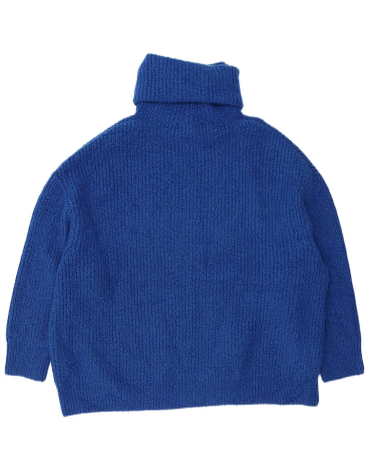 Maglione maglione oversize con collo alto da donna Zara UK 14 Acrilico blu medio