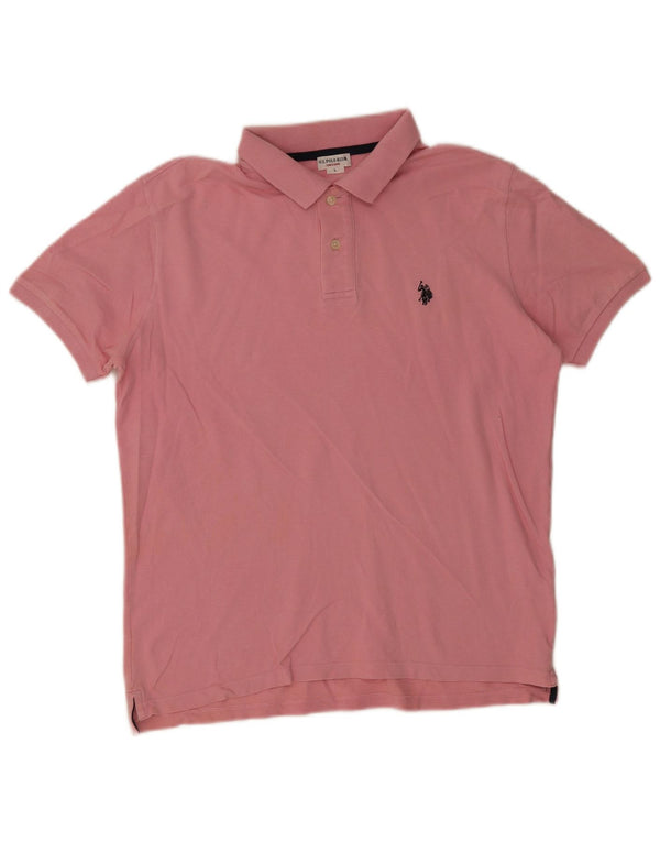 Polo Assn. Polo da uomo grande in cotone rosa