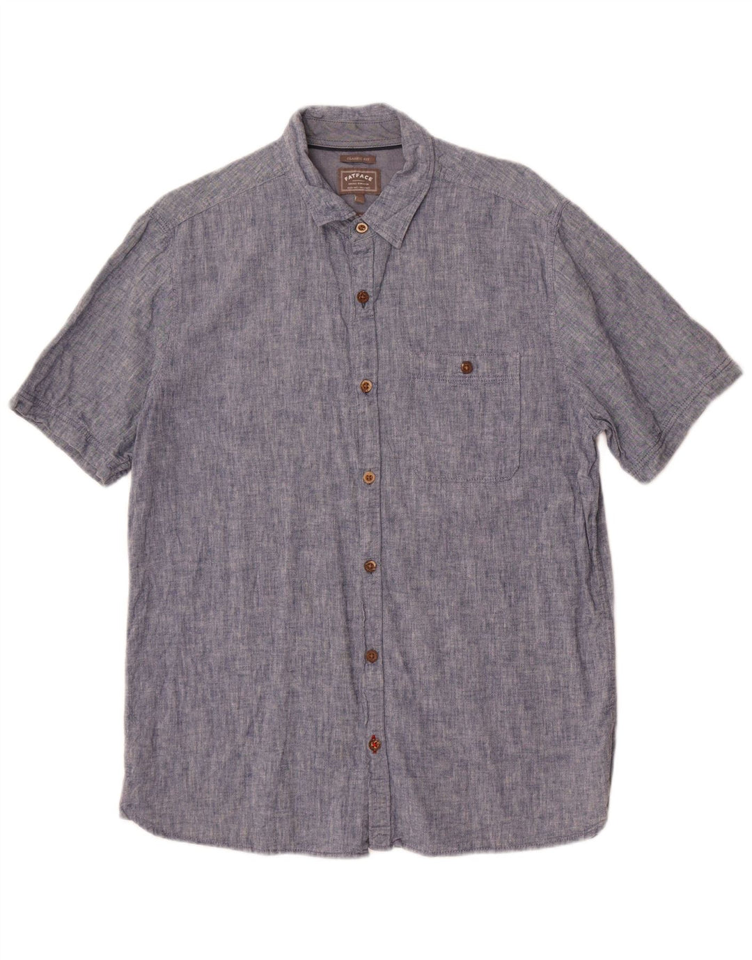 Camicia da uomo a maniche corte dal taglio classico Fat Face in lino blu medio