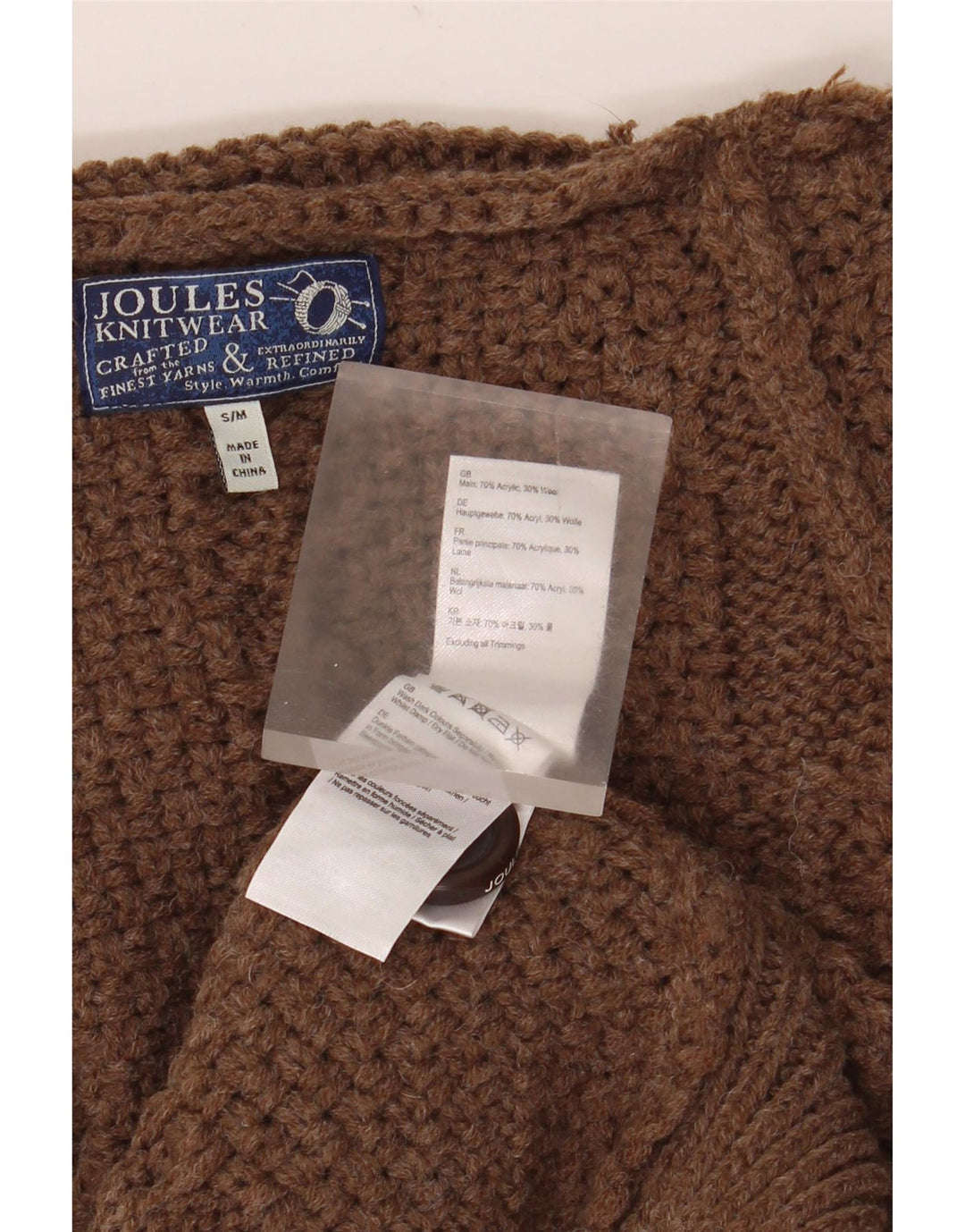 Maglione poncho oversize da donna Joules UK 10 piccolo acrilico marrone