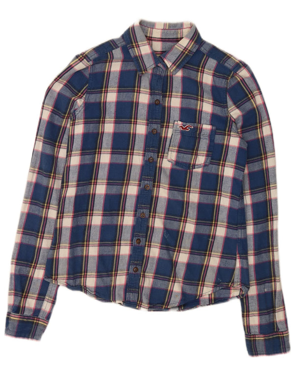 Camicia Hollister da donna in flanella UK 10 Mall Blue Check Cotton