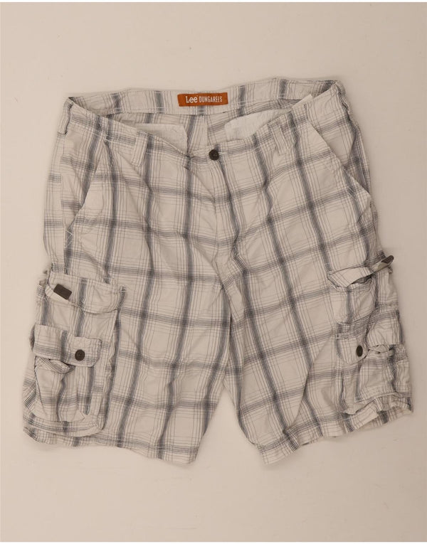 Pantaloncini cargo da uomo Lee Salopette W38 XL in cotone a quadri bianchi