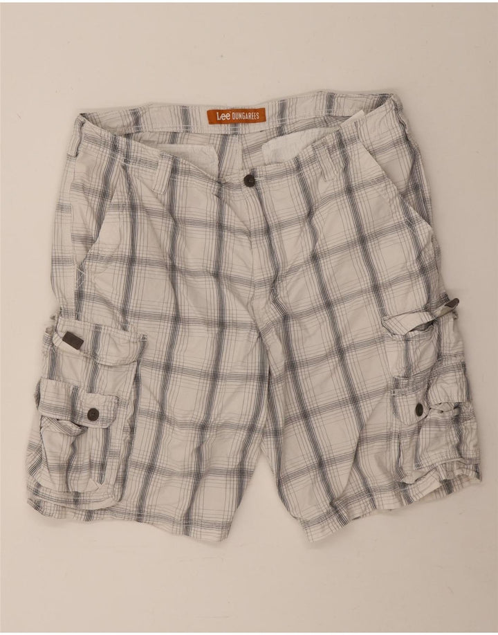 Pantaloncini cargo da uomo Lee Salopette W38 XL in cotone a quadri bianchi