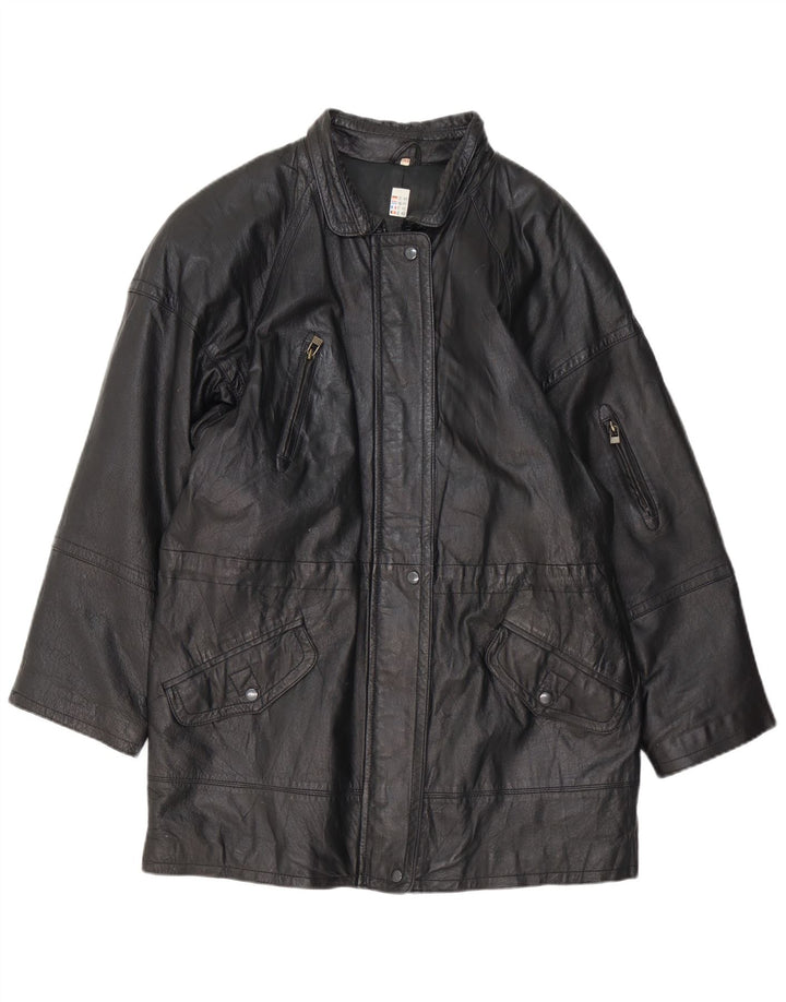 Giacca in pelle vintage da donna EU 40 media nera