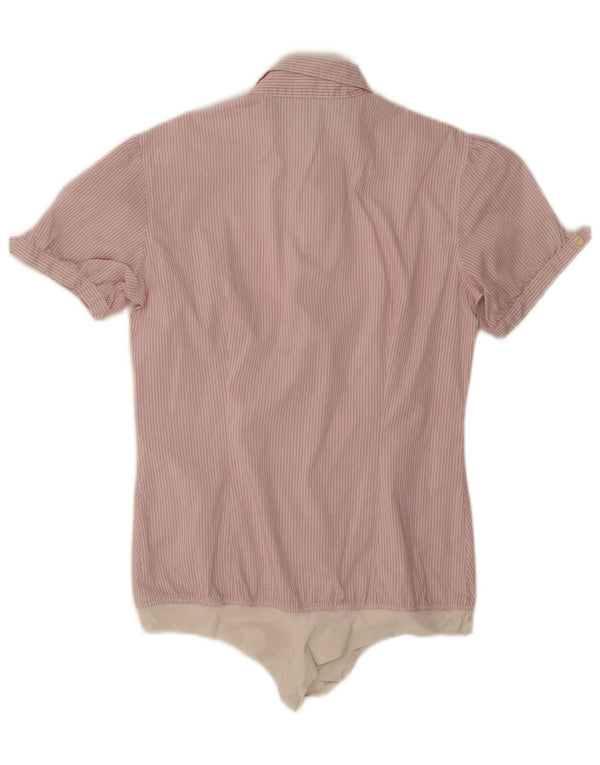 Benetton Camicia Body Donna UK 14 Gessato Rosa Medio