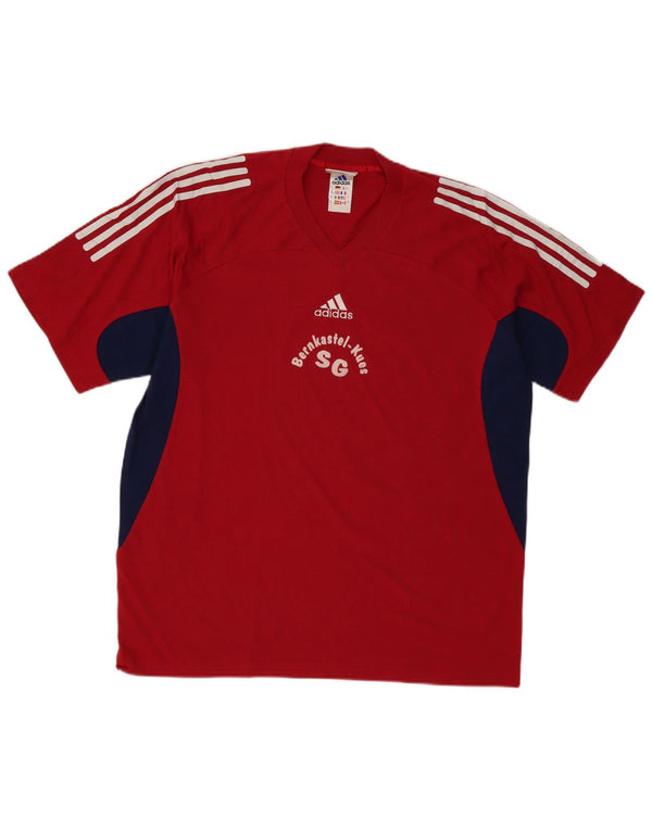 T-shirt grafica da uomo Adidas Top UK 42/44 Large Rosso Colourblock in cotone