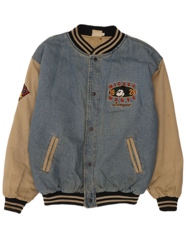 Giacca di jeans da uomo Topolino Disneyland Paris UK 42 XL Blu Colourblock