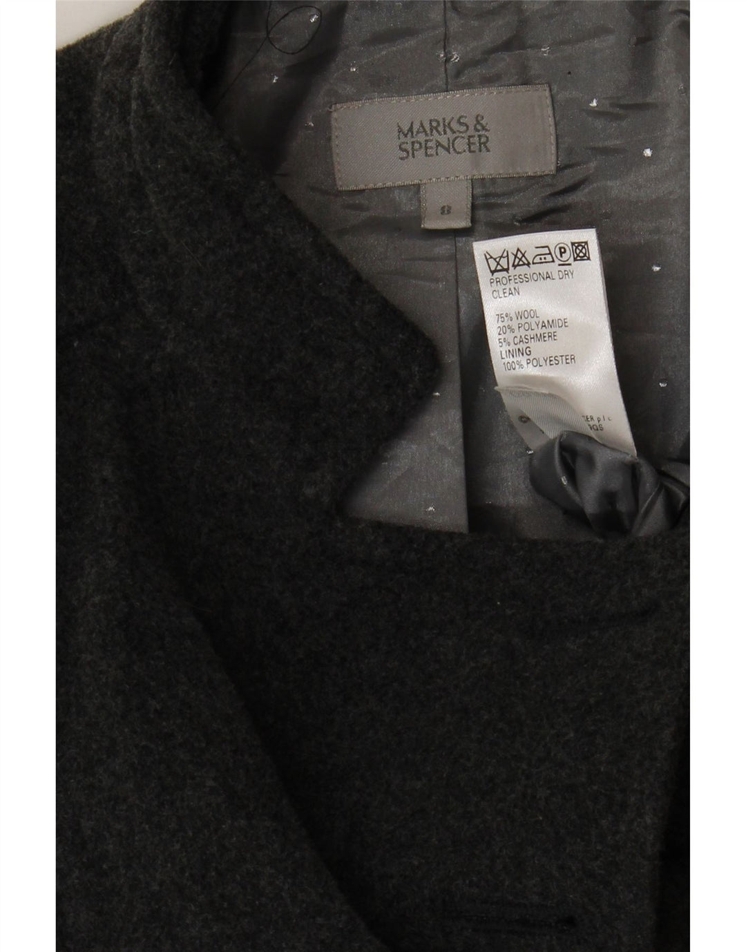 Soprabito da donna MARKS & SPENCER UK 8 piccolo in lana grigia