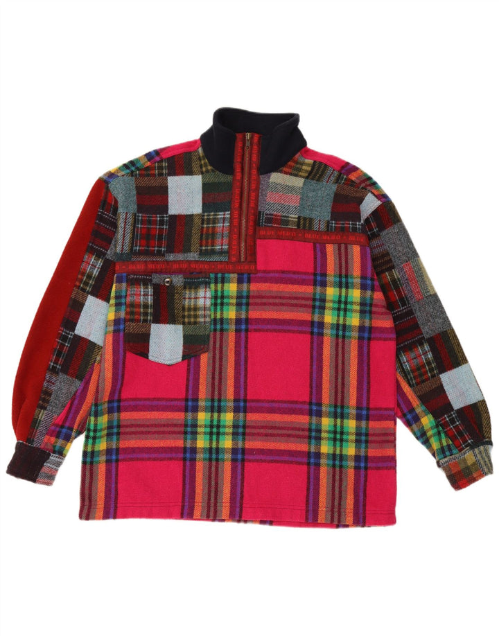Camicia vintage da uomo in flanella pullover grande acrilico scozzese multicolore