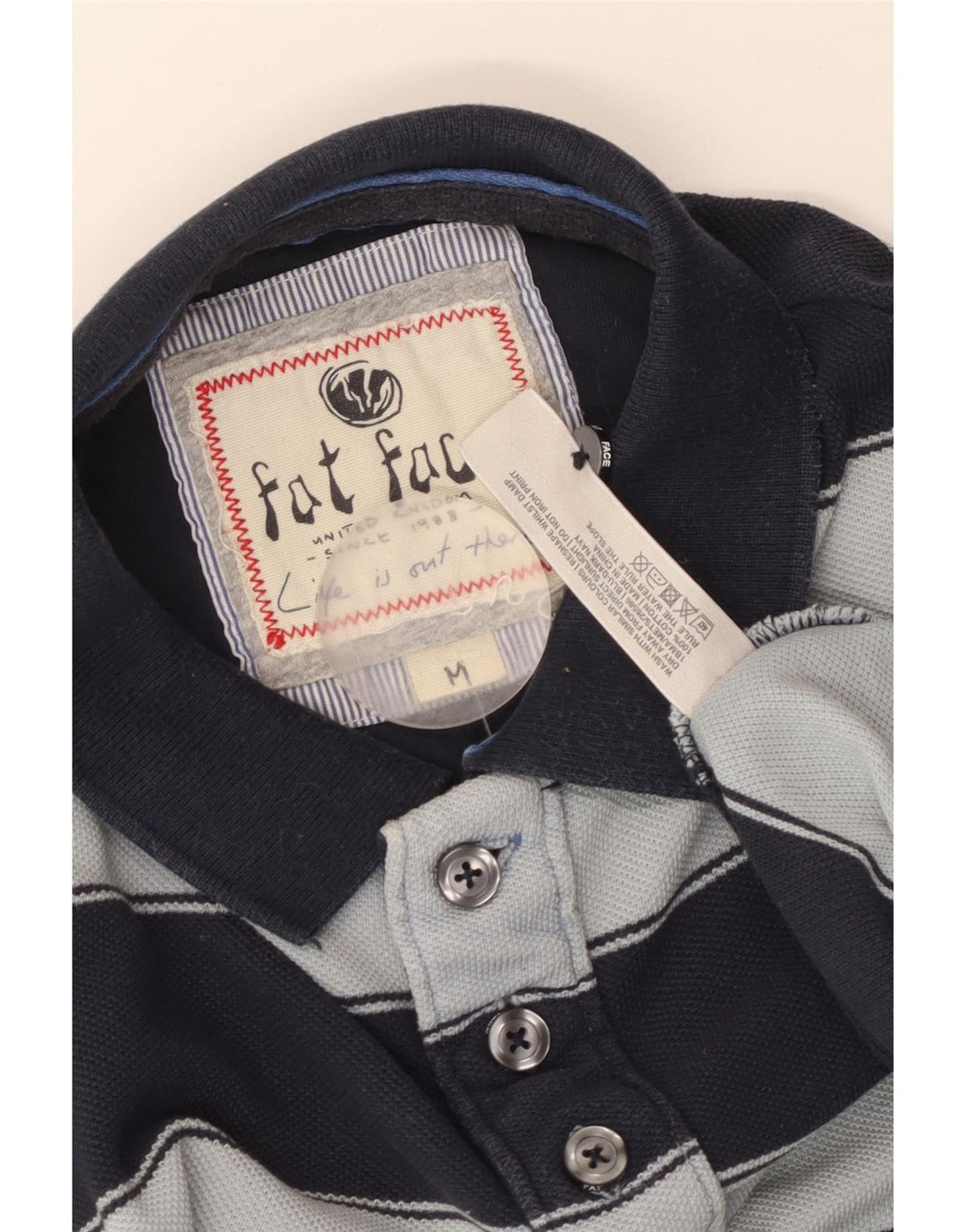 Polo da uomo FAT FACE in cotone a righe medie blu navy