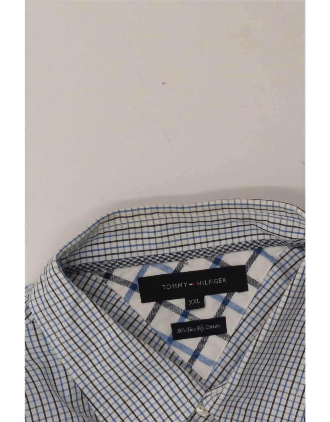 TOMMY HILFIGER Mens Shirt 2XL Blue Check Cotton Vintage Tommy Hilfiger and Second-Hand Tommy Hilfiger from Messina Hembry 