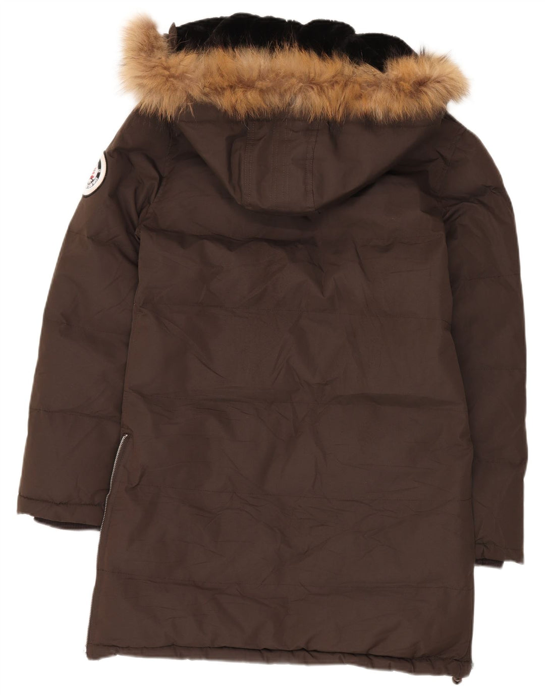 Cappotto imbottito con cappuccio da uomo Geographical Norvegia EU 38/40 Poliestere marrone medio