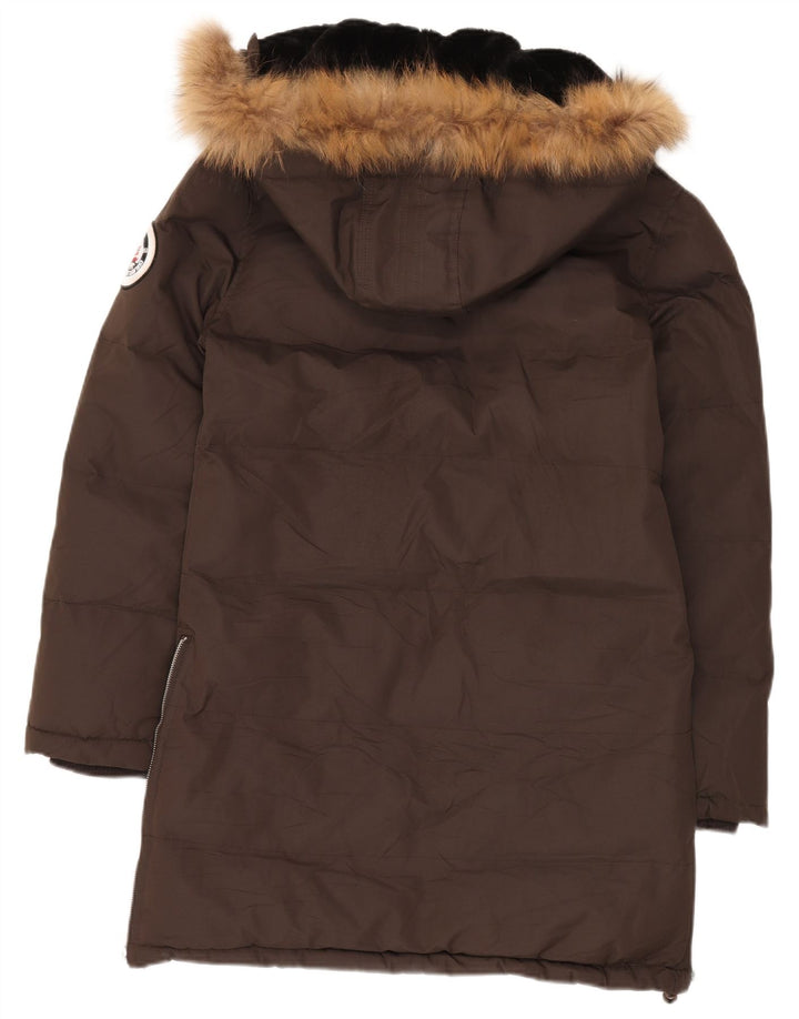 Cappotto imbottito con cappuccio da uomo Geographical Norvegia EU 38/40 Poliestere marrone medio