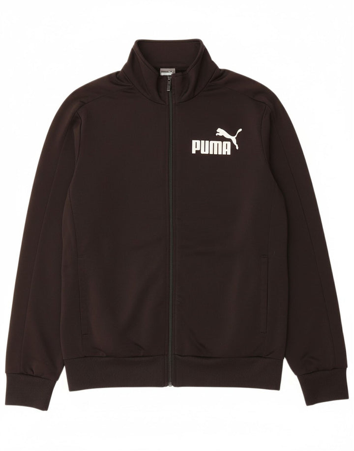 PUMA Mens Graphic Tracksuit Top Jacket Large Black Polyester