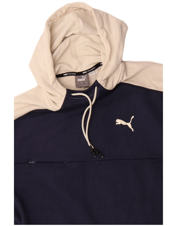 PUMA Felpa con cappuccio da uomo grande color block blu navy