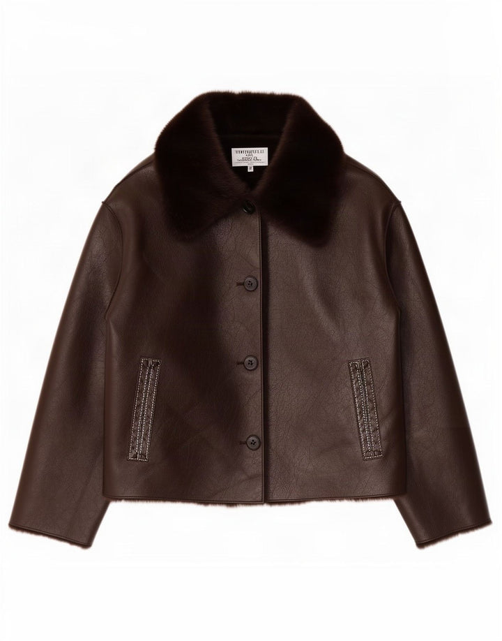 Giacca Sherpa da donna Zara UK 18 XL Poliestere marrone