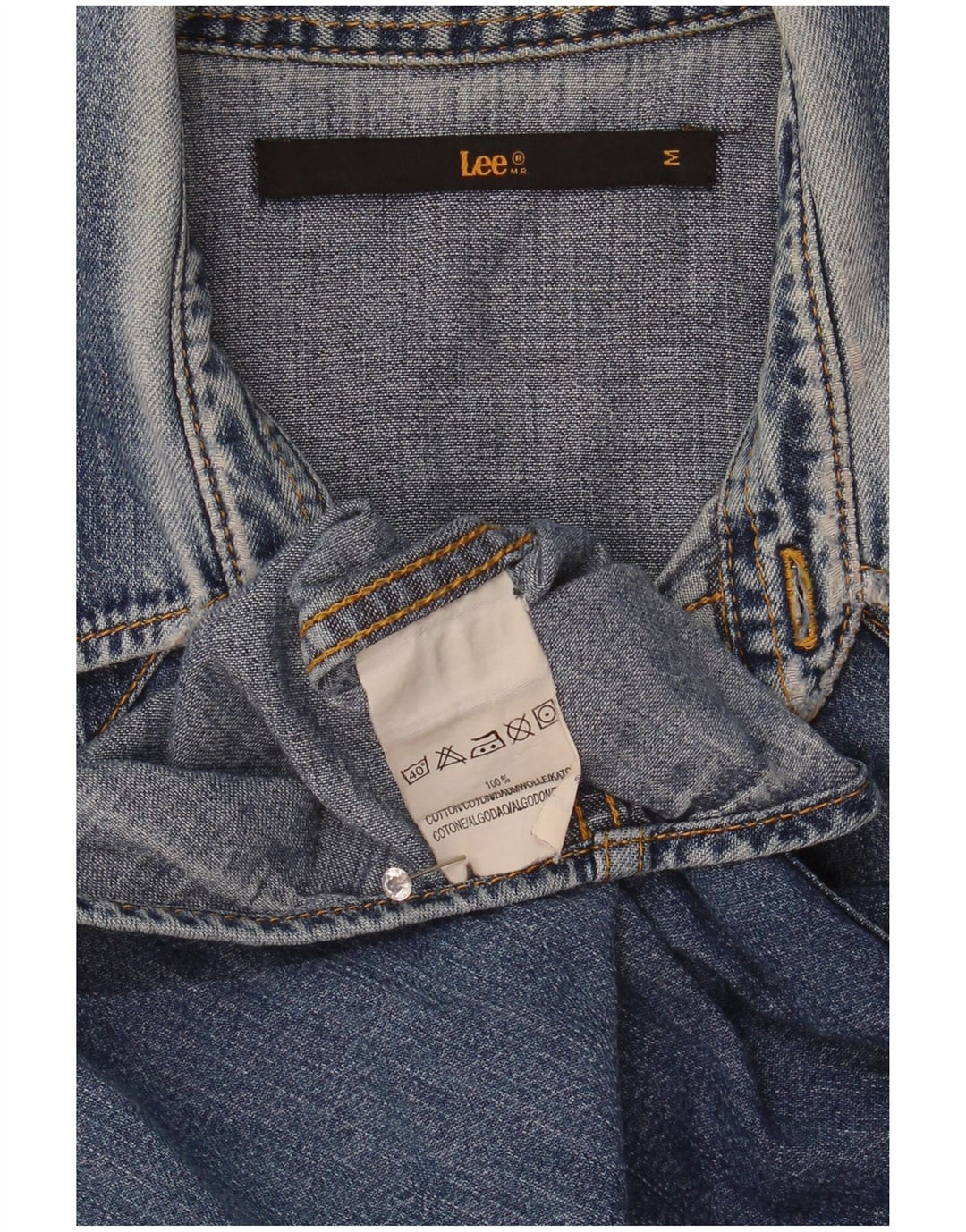 Camicia di jeans da uomo Lee in cotone blu medio