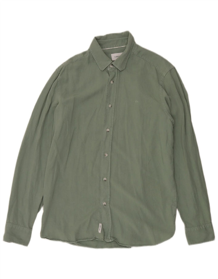 Camicia da uomo Regular Fit Calvin Klein in Lyocell verde medio