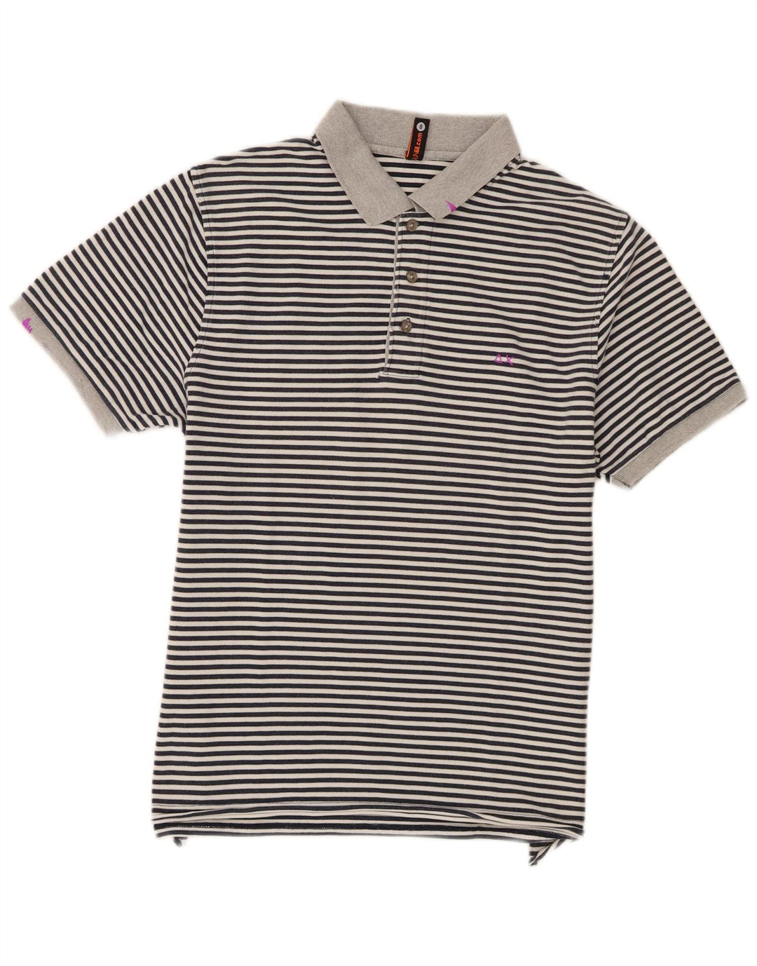 Polo da uomo Sun68 grande cotone gessato grigio