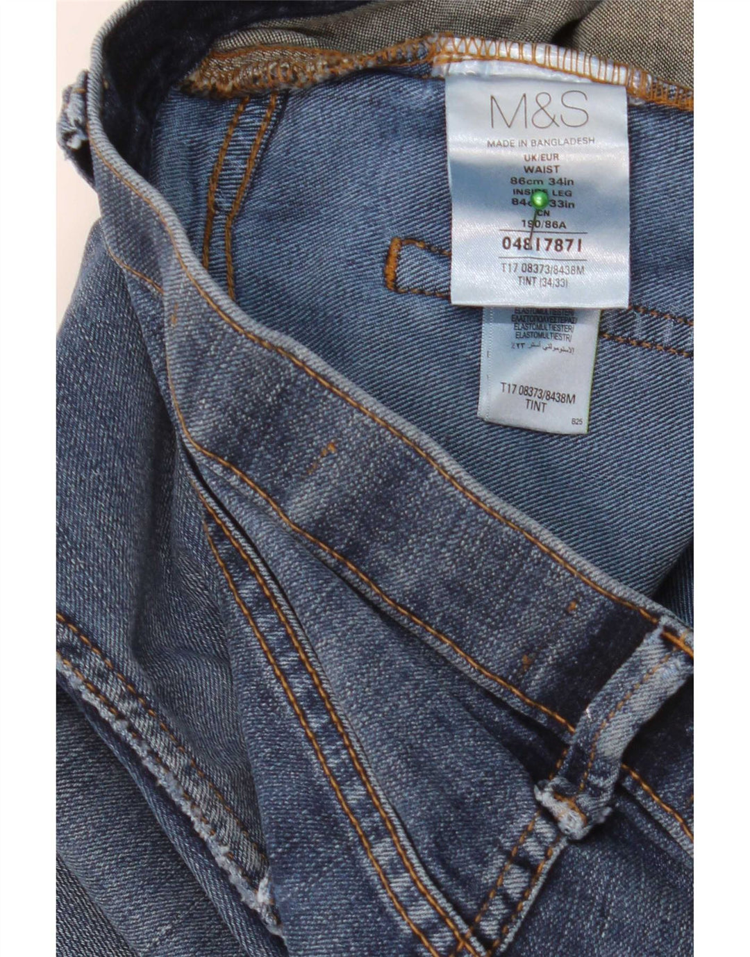 Jeans dritti da uomo Marks & Spencer W34 L33 cotone blu