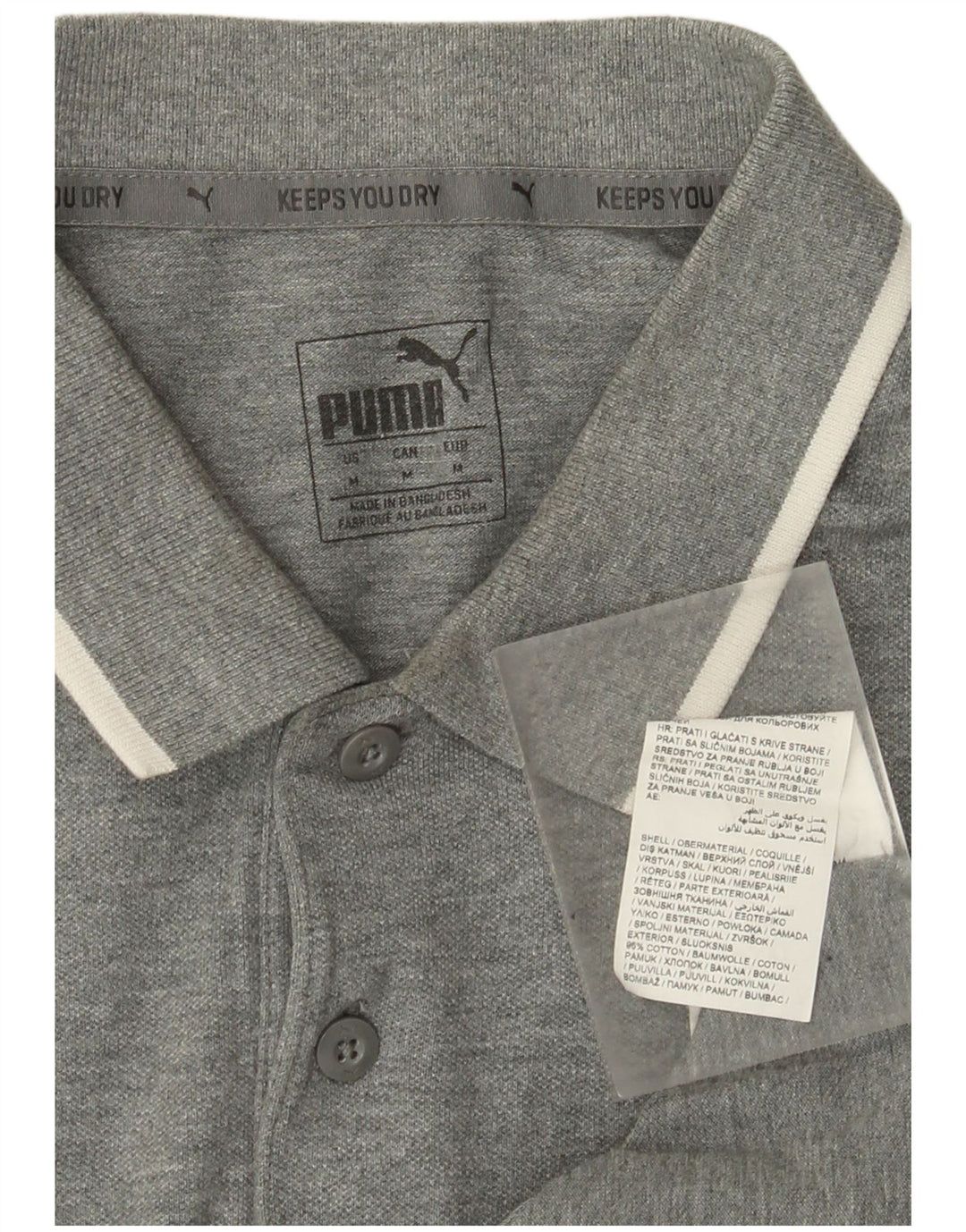 Polo da uomo Puma in cotone grigio medio