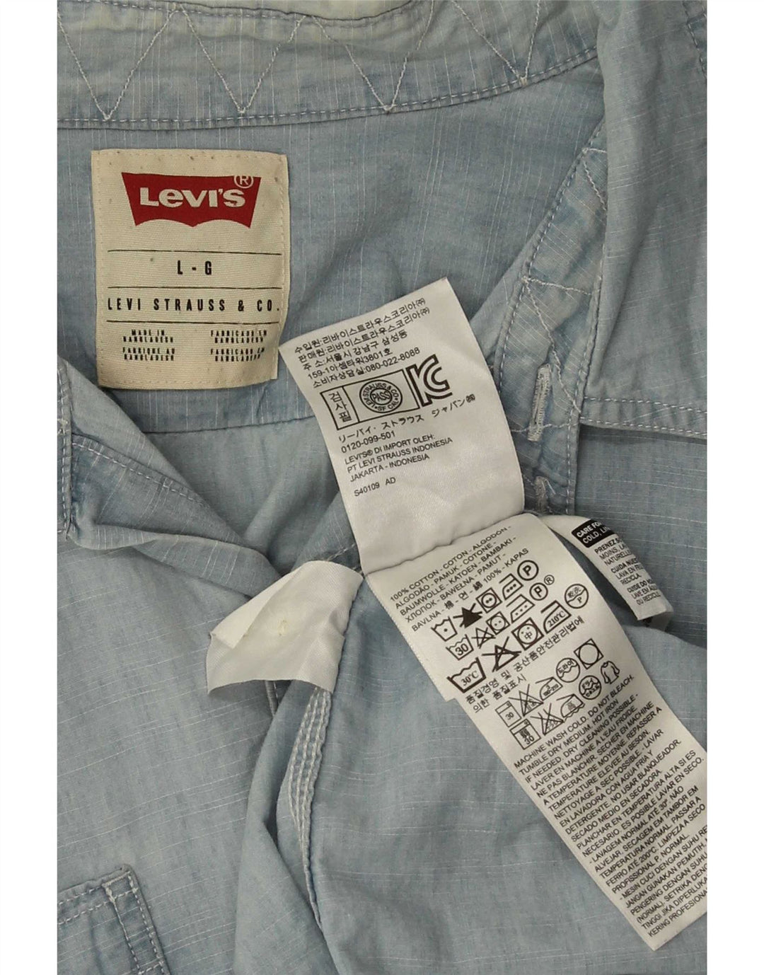 Camicia di jeans da uomo Levi's Large in cotone blu
