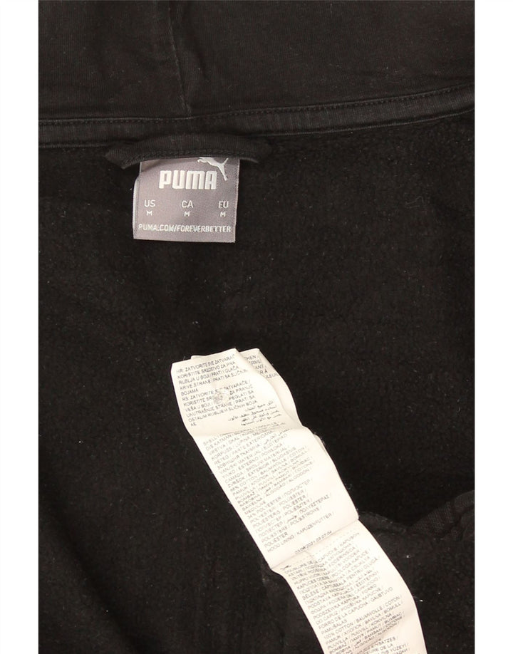 Felpa con cappuccio e zip da uomo Puma in cotone color block medio nero