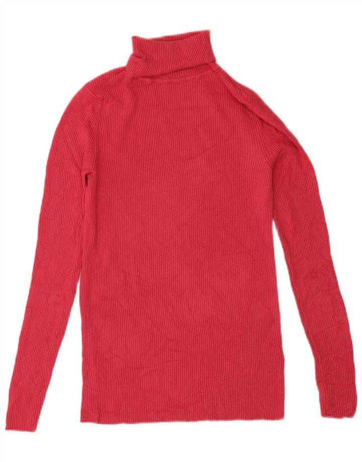 Maglione maglione a collo alto da donna Marks & Spencer UK 10 piccolo in viscosa rosa