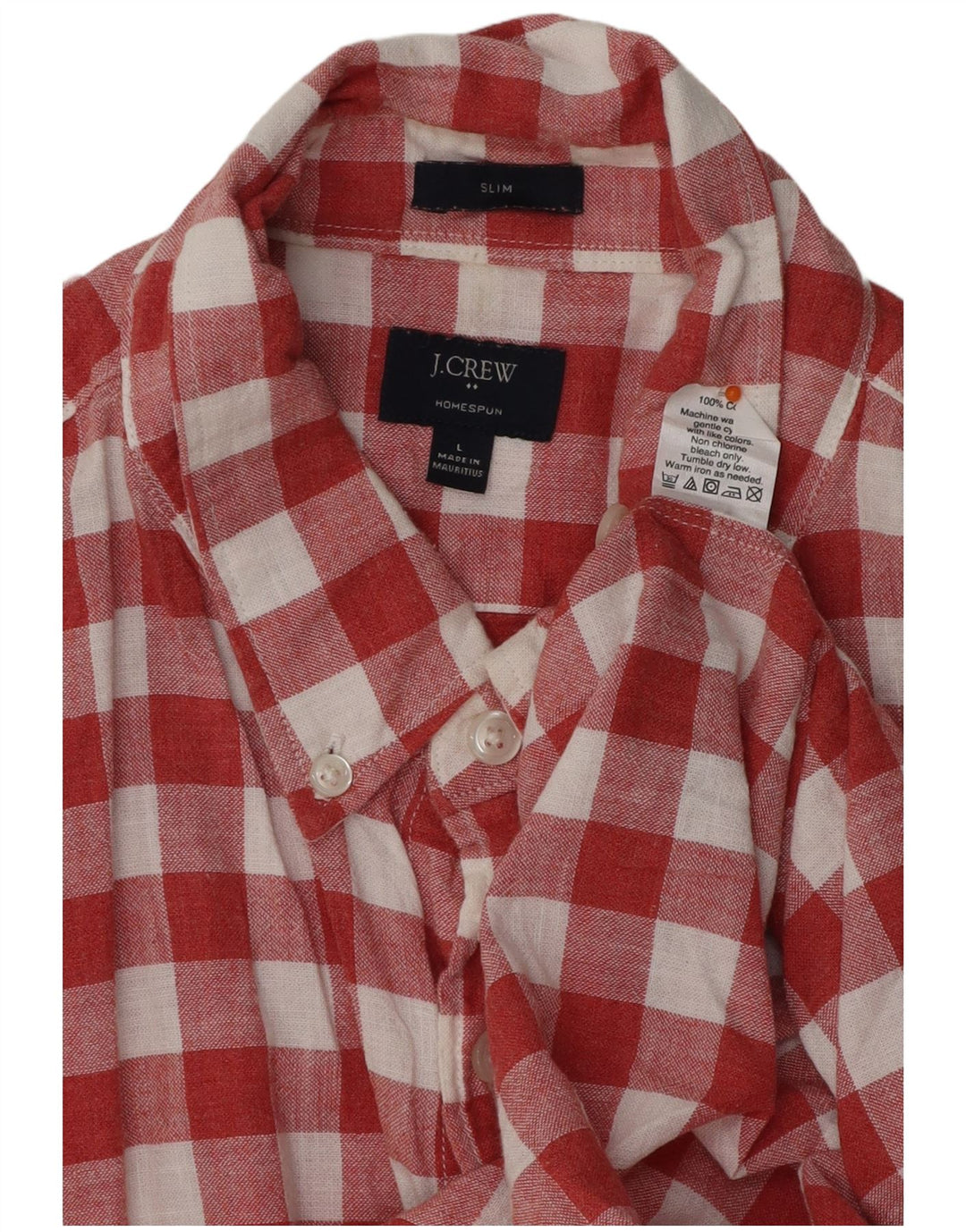 J. CREW Camicia slim a maniche corte da uomo in cotone a quadri rossi grandi
