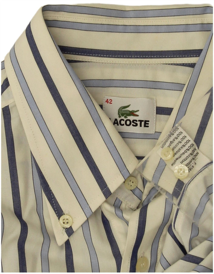 Camicia da uomo Lacoste taglia 42 grande cotone a righe bianche