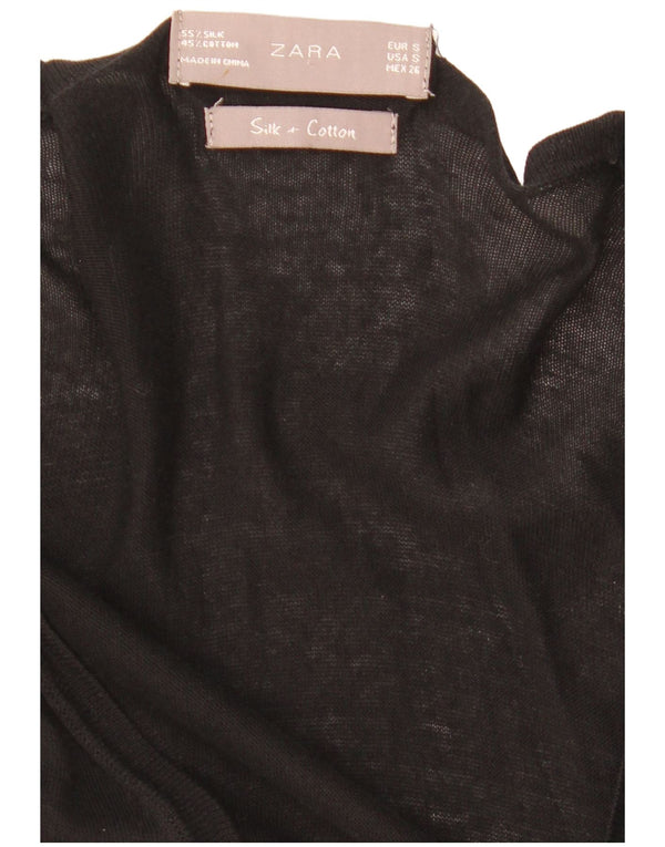 Maglione cardigan lungo da donna Zara UK 8 piccolo cotone nero