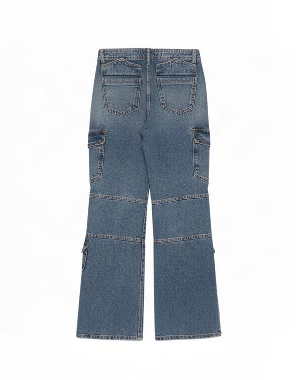 Jeans dritti cargo da donna Zara EU 34 2XS W28 L31 Blu