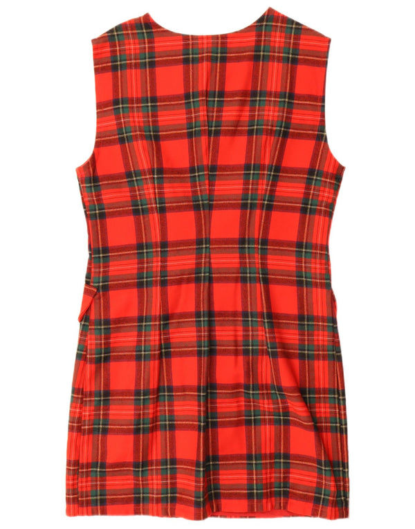 Abito tubino senza maniche vintage da donna UK 14 quadri rossi medi