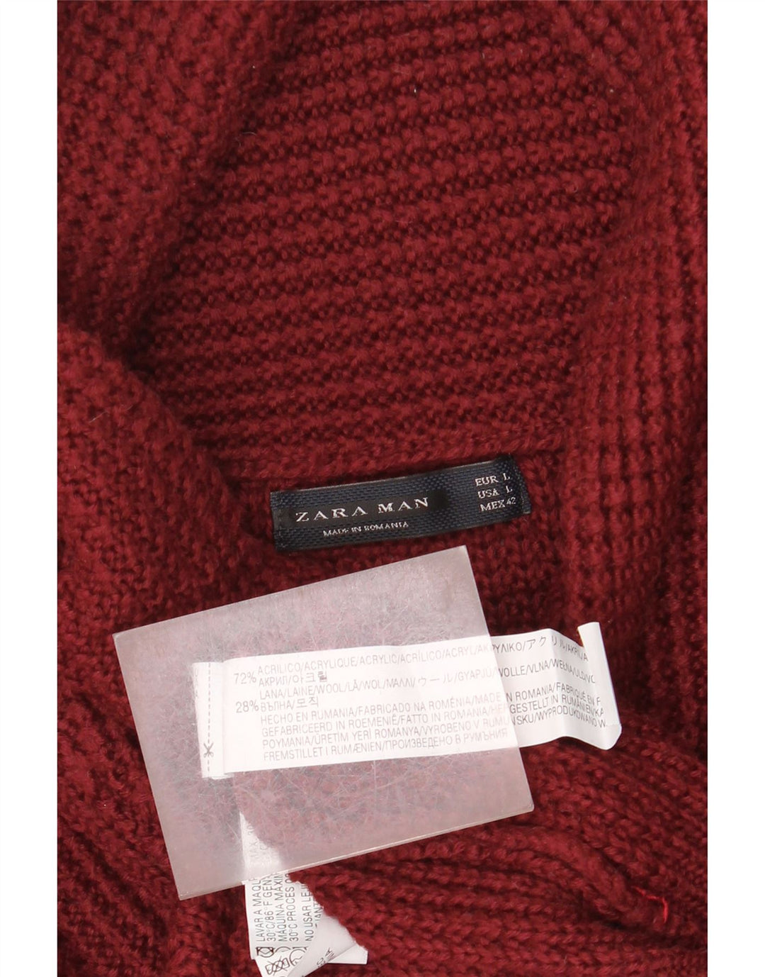 Maglione Zara da uomo con collo a scialle, grande, in acrilico marrone