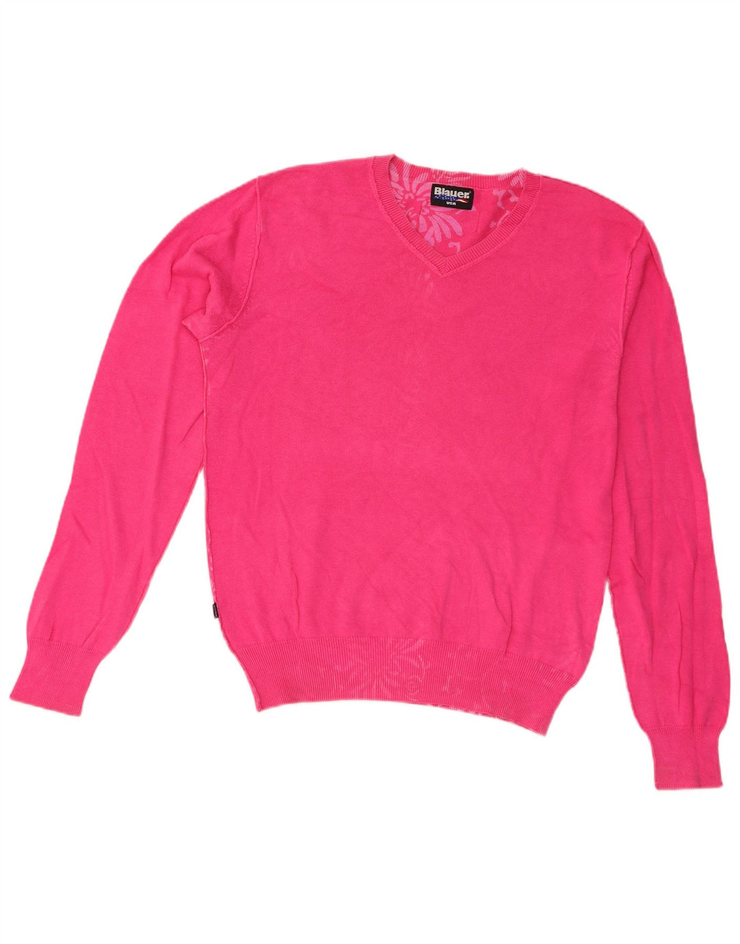 Maglione maglione con scollo a V da donna Blauer UK 14 Cotone rosa medio
