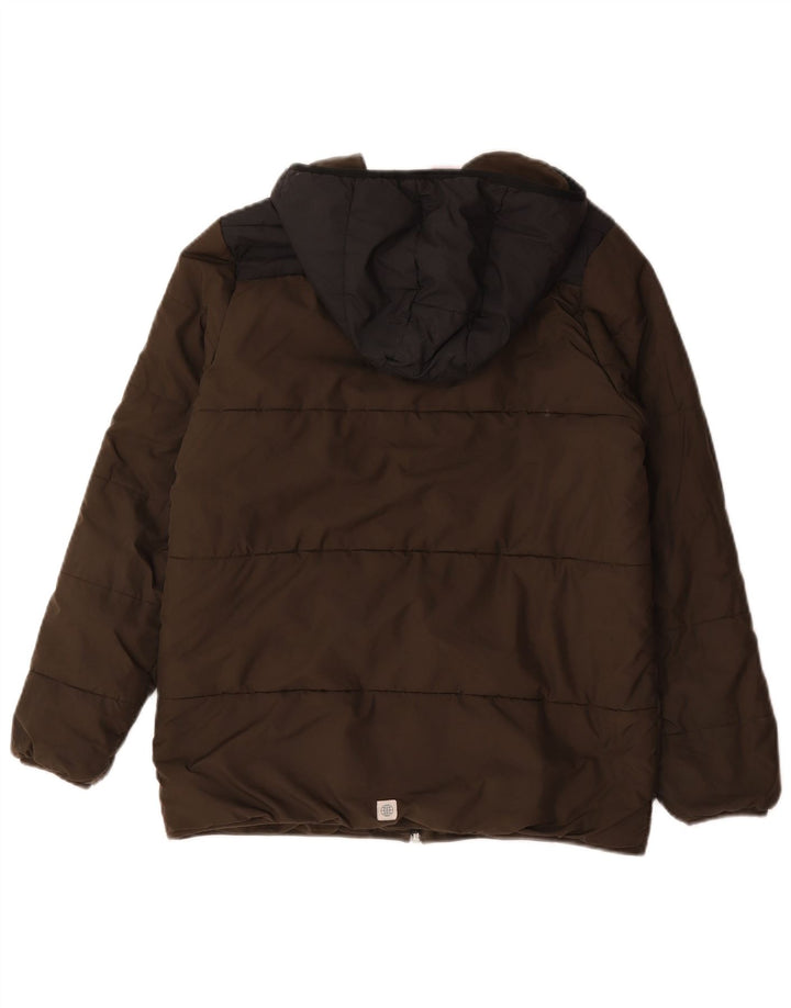 Giacca imbottita con cappuccio Adidas da ragazzo 13-14 anni Poliestere color block kaki