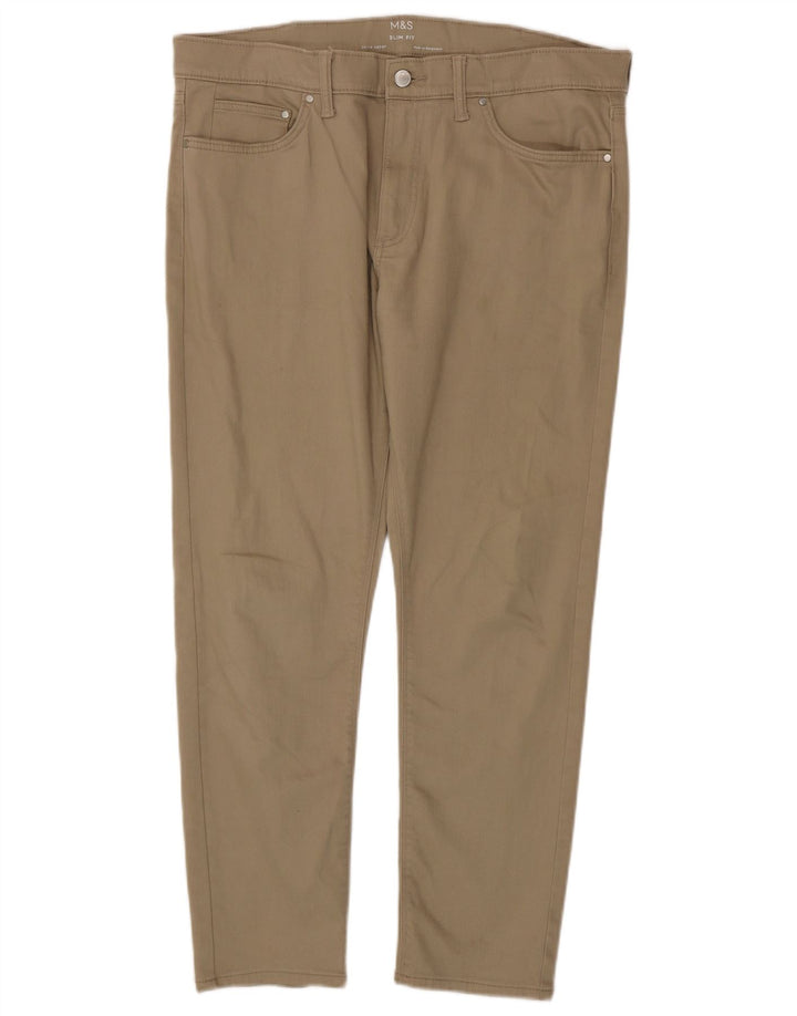 Jeans slim da uomo Marks & Spencer W36 L29 cotone beige