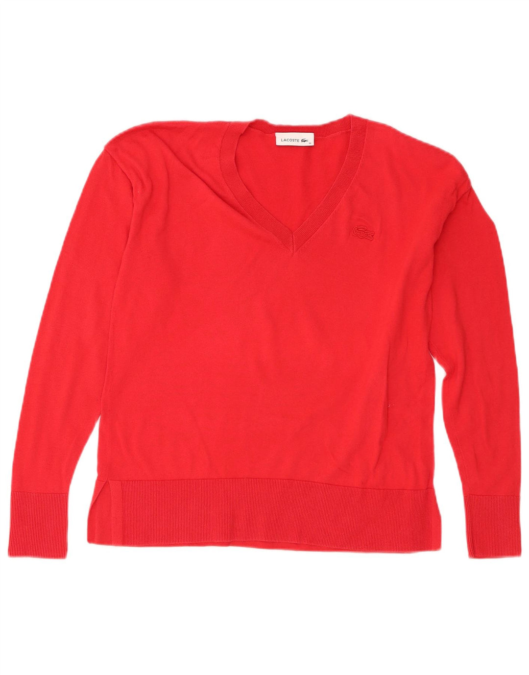 Maglione maglione con scollo a V da donna Lacoste taglia 36 piccolo rosso