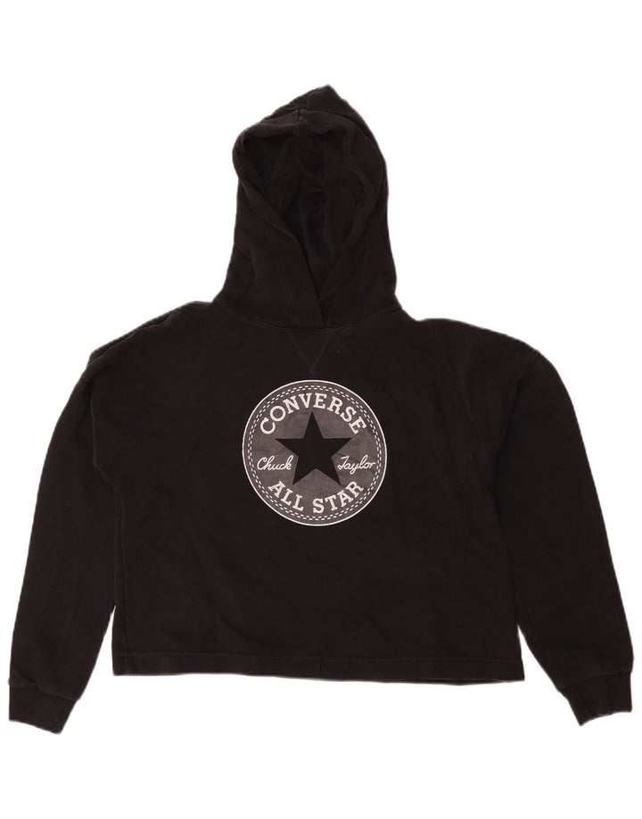 Maglione con cappuccio grafico oversize da donna Converse UK 10 Small Nero